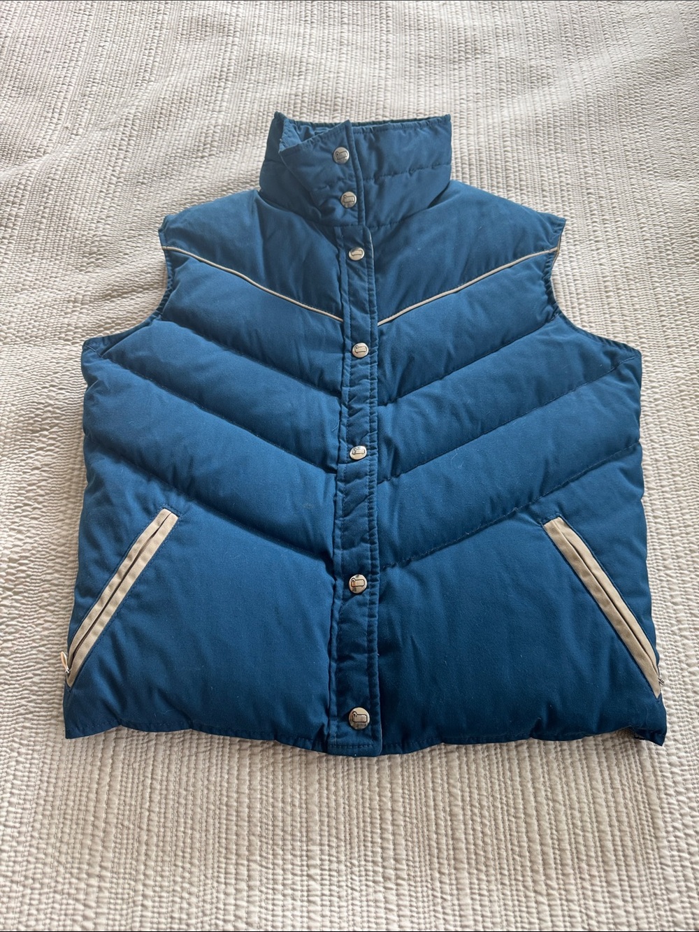 Woolrich Teal Blue Quilted Puffer Vest with Contrast Trim